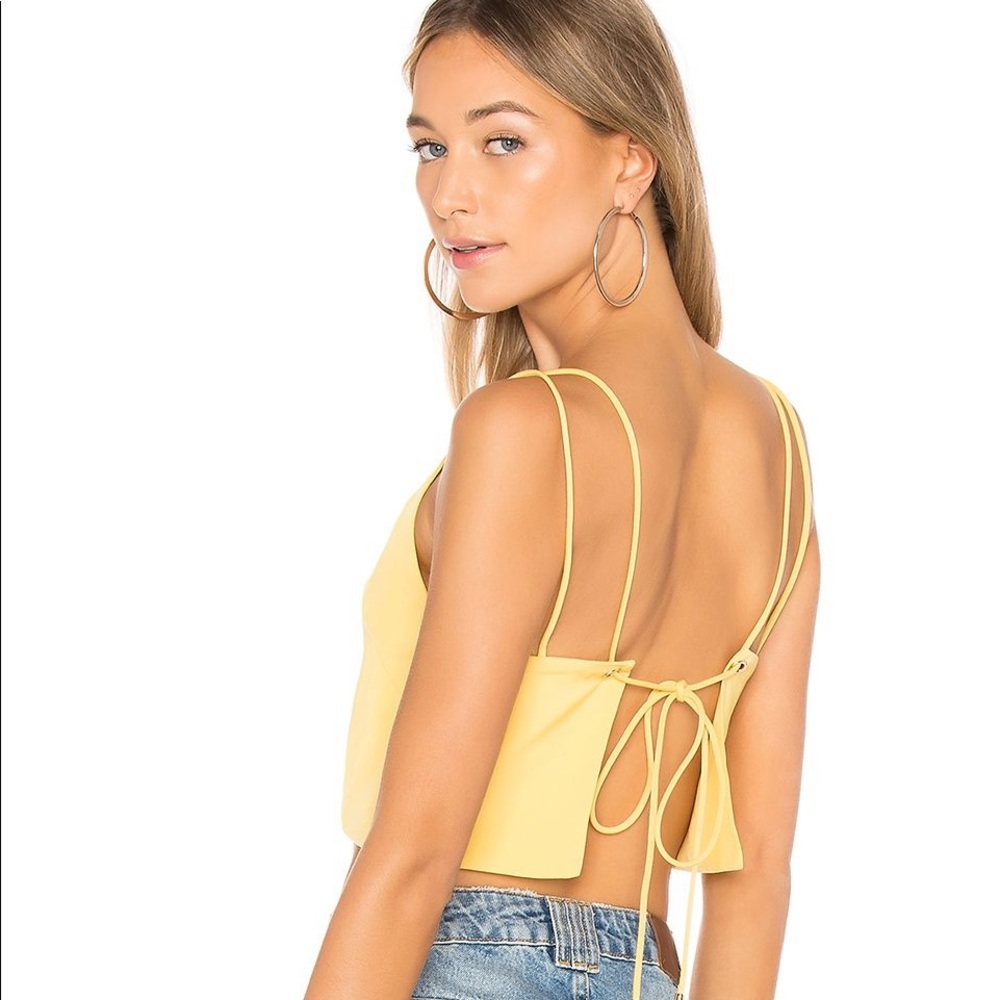 Yellow backless crop top